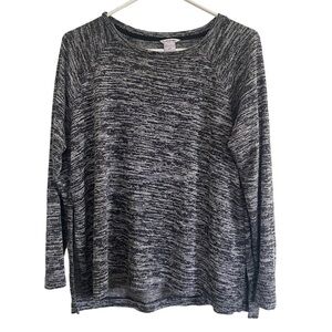 Club Monaco Grey Spacedye Split Sides Long Sleeve Knit Top Size‎ Small